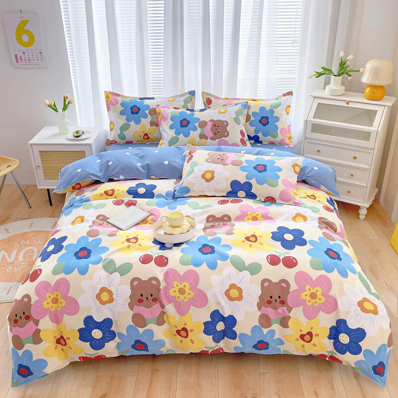 Printed Bed Sheet Set - Flower Bear