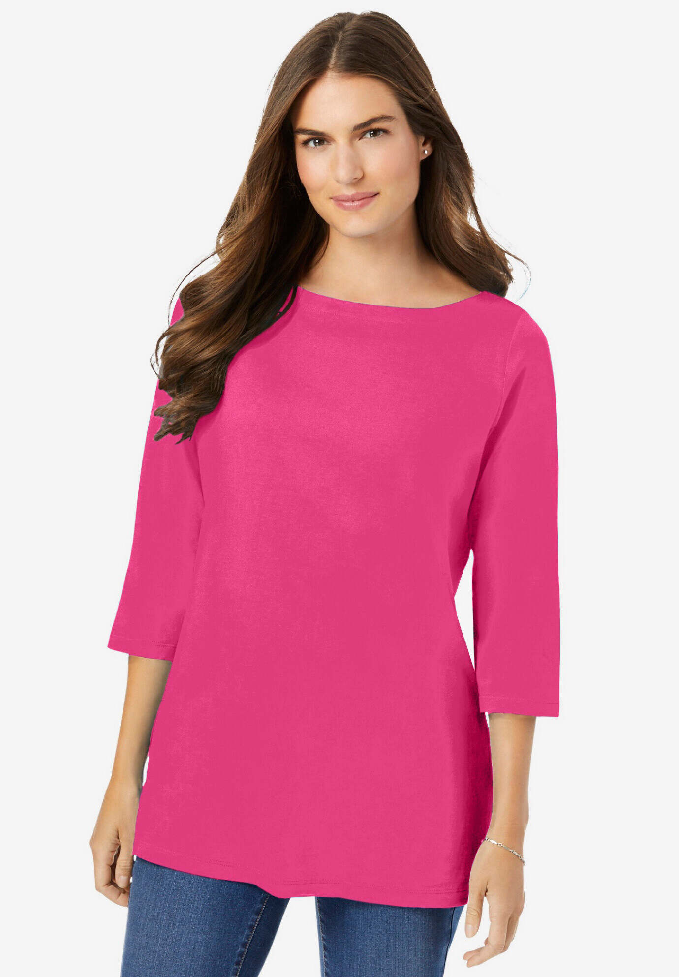 Perfect Three-Quarter Sleeve Boatneck Tee