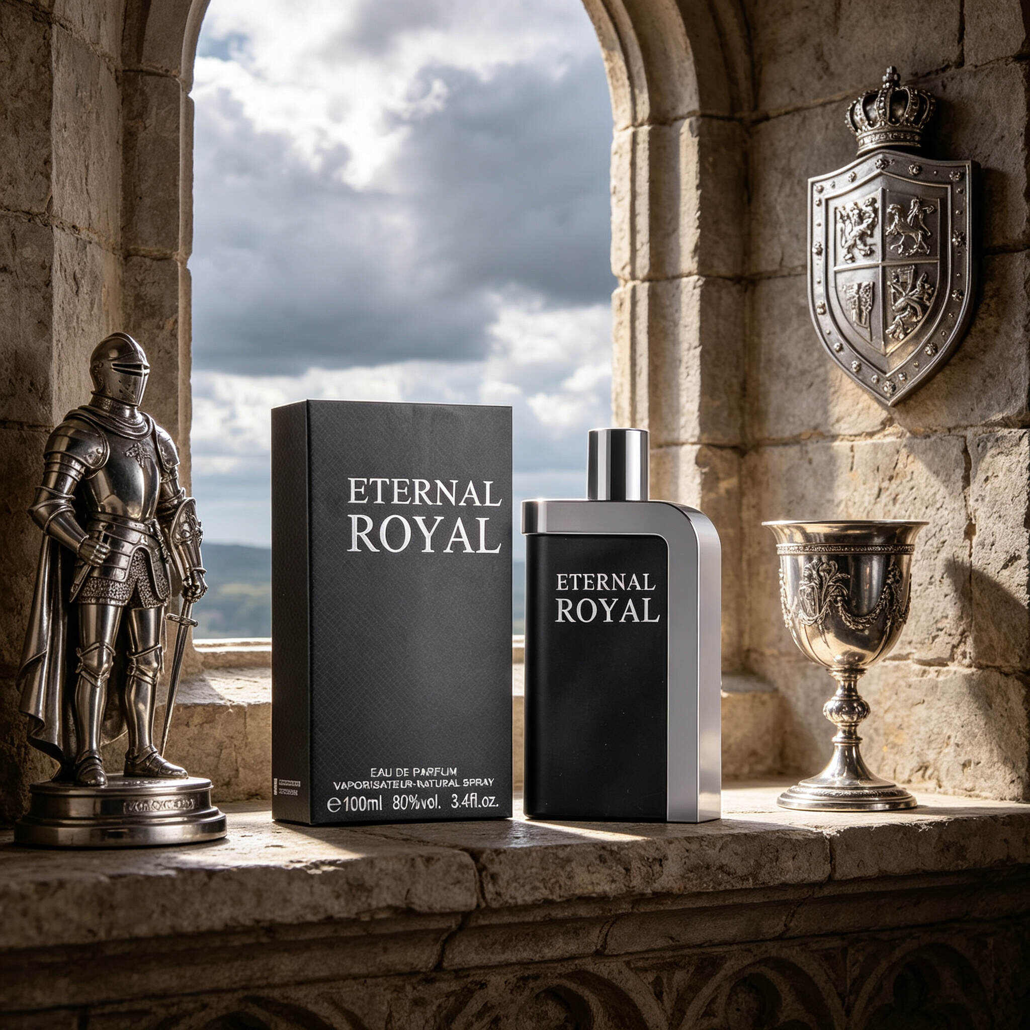 Eternal Royal Men Eau de Parfum 100ml, Gold & Silver Cologne Bottle