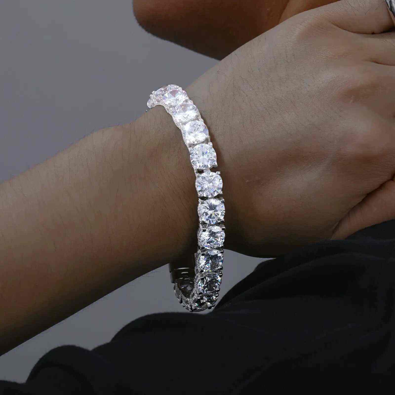 TestTest 10mm S925 Moissanite Iced Out Tennis Bracelet