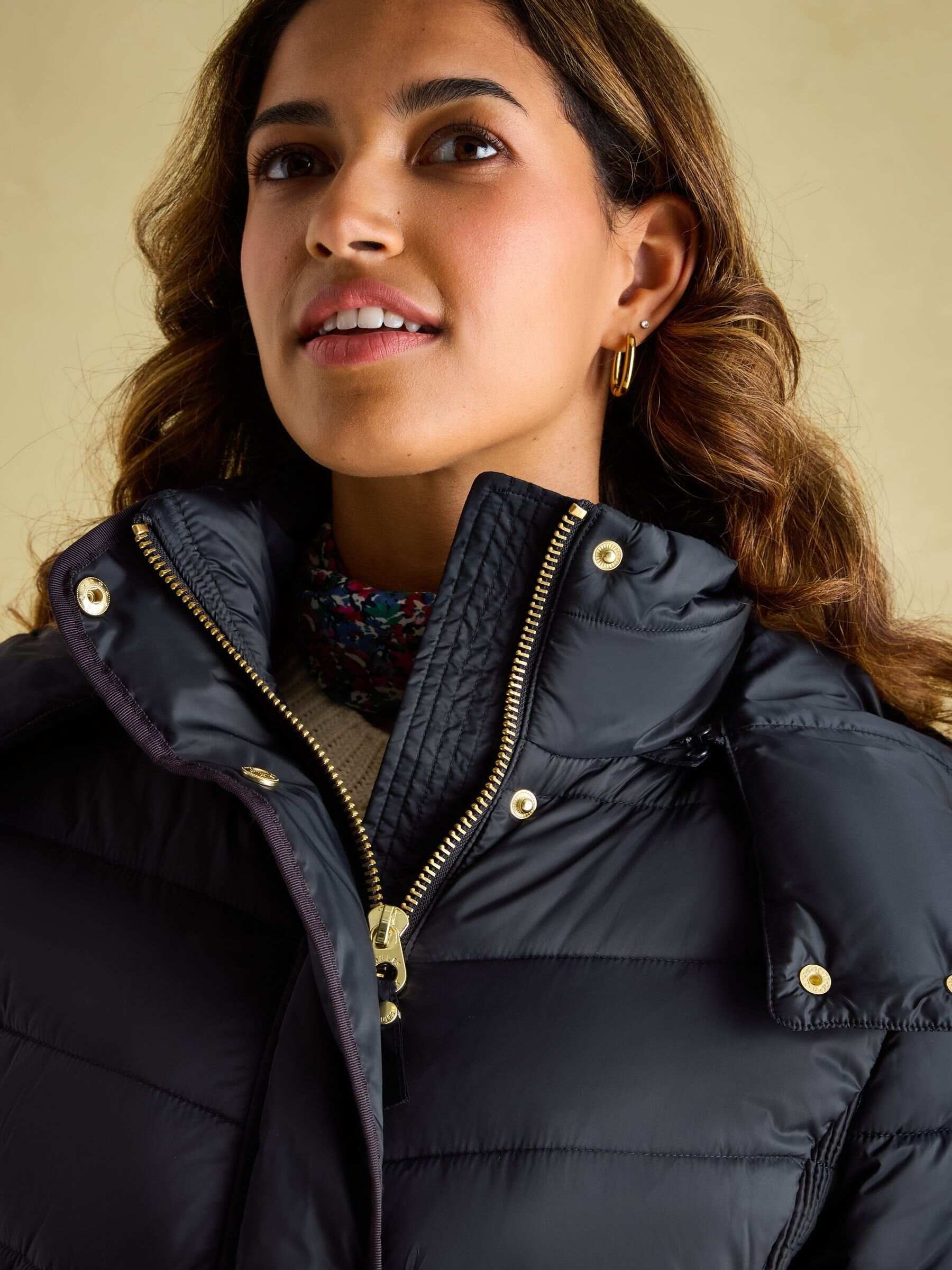 Pembury Navy Blue Showerproof Longline Padded Coat With Hood