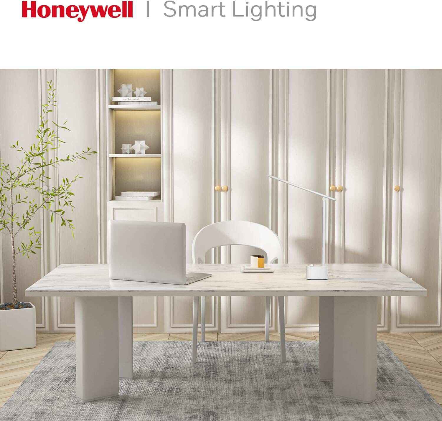 Honeywell Desk Lamp Home Office - LED Lighting with Charging Station A+C USB Port for Small Spaces Bedroom Reading Crafts HWT-H01 Black