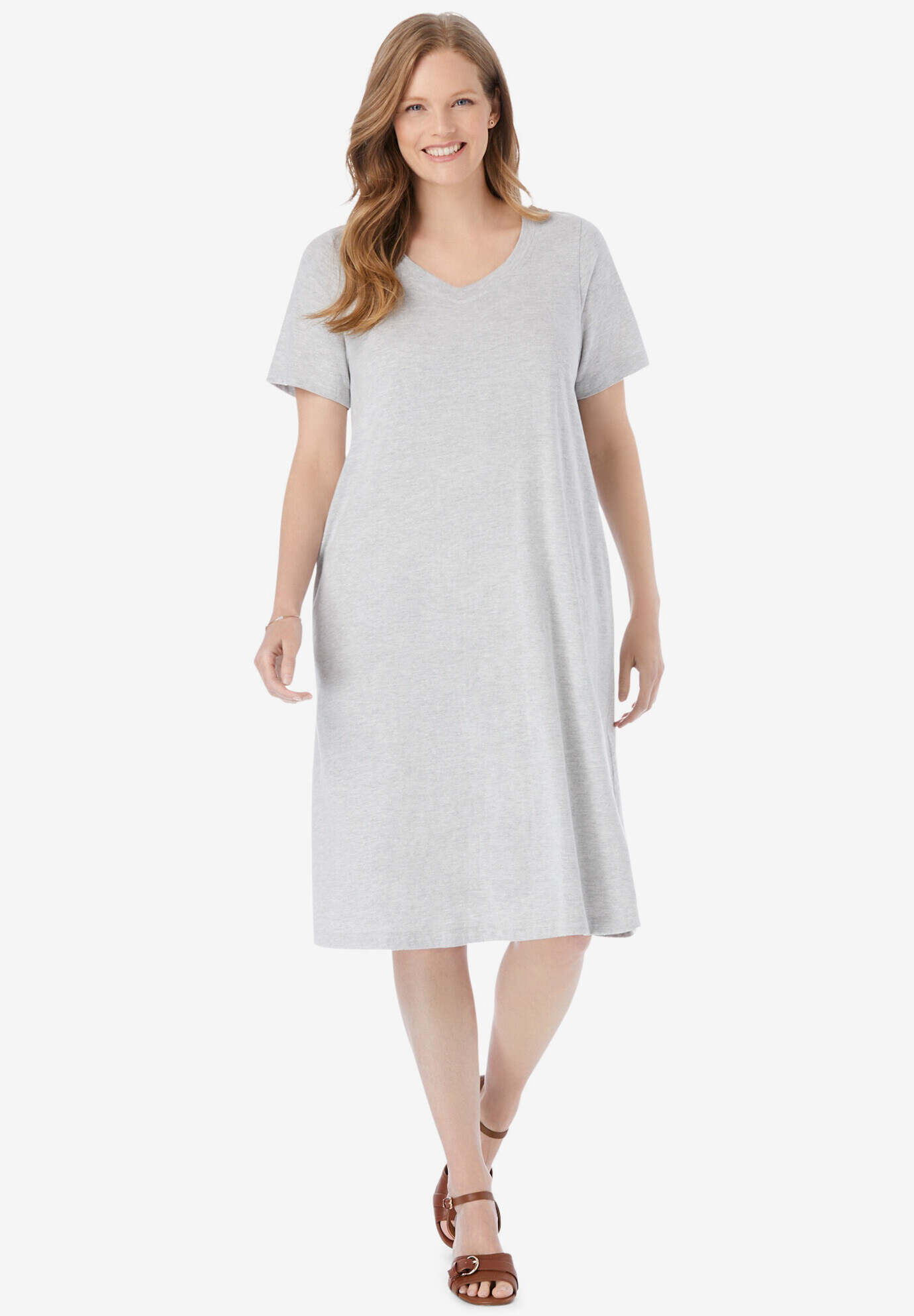 Perfect Short-Sleeve V-Neck Tee Dress