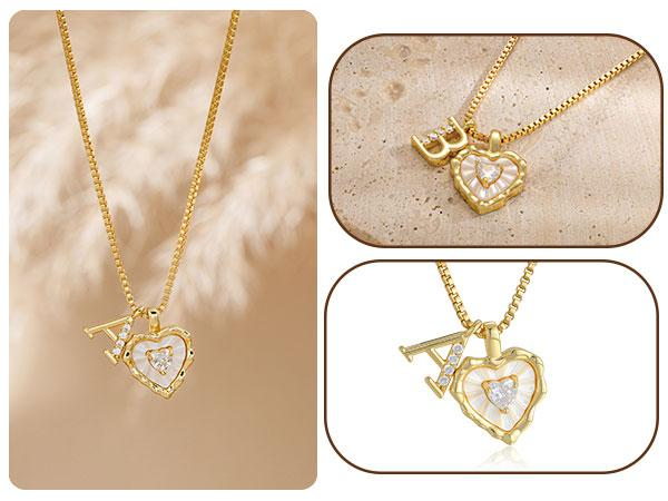 🔥Last Day 69% OFF ✨Gold Shell Heart CZ A-Z Initial Necklace, Valentine's Day Jewelry Gift