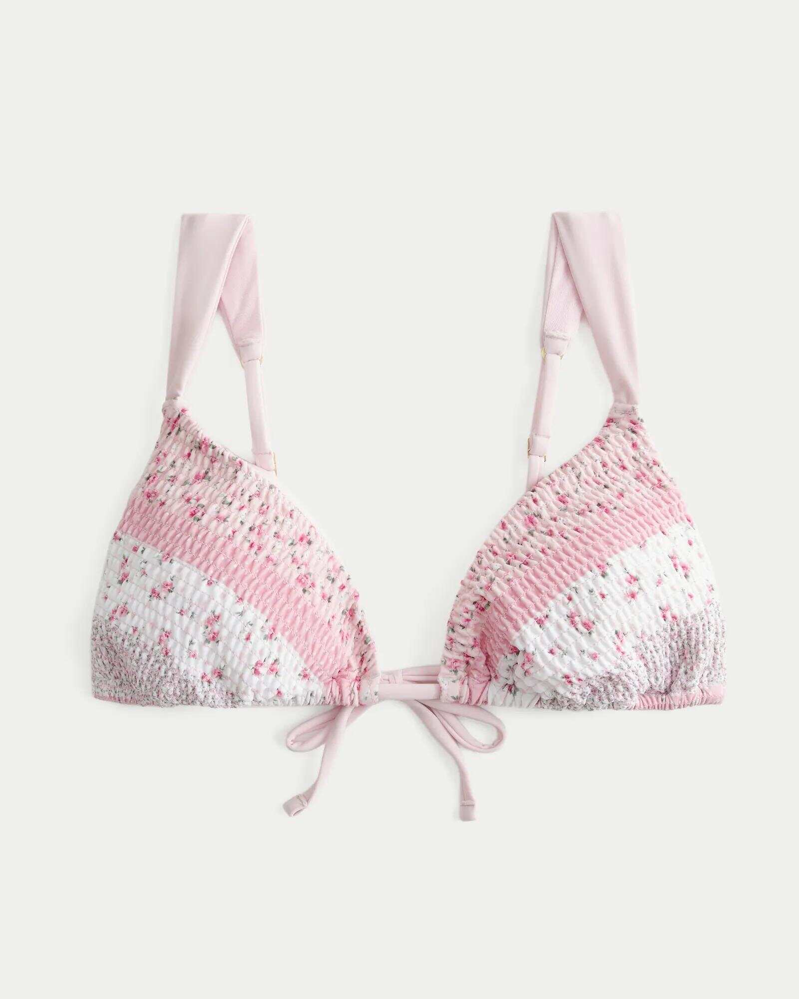 Smocked Over-the-Shoulder Triangle Bikini Top