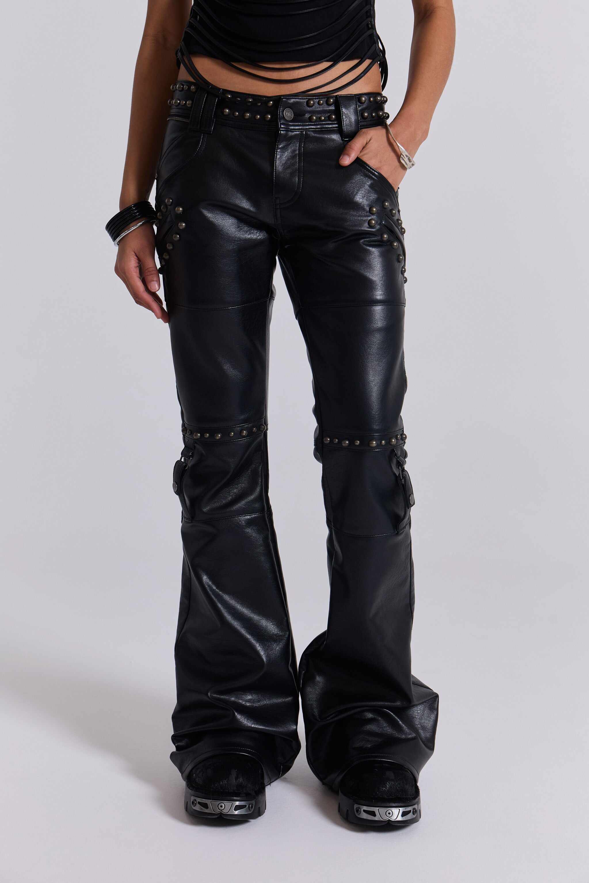 Carbon Studded Drift Bootcut Pants