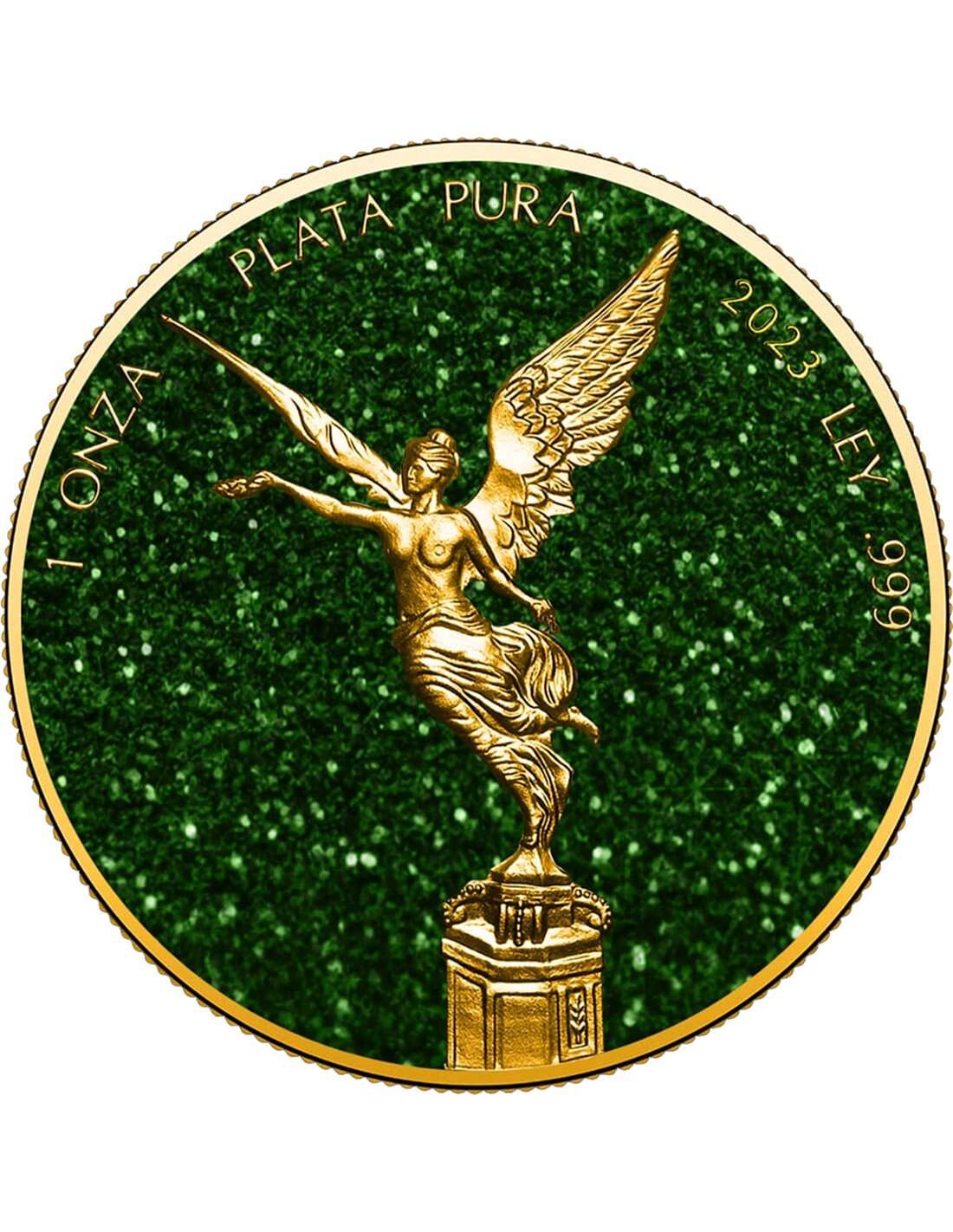 EMERALD Precious Gemstones Libertad 1 Oz Silver Coin Mexico 2023