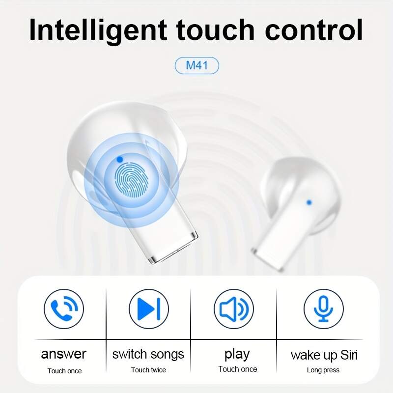 Wireless Earbuds with Volume Control, Semi-Open Design, High-Fidelity Sound, Touch Control, Lightweight for Gaming for Android for iPhone Cellphone Games Earpieces Smart Headphones