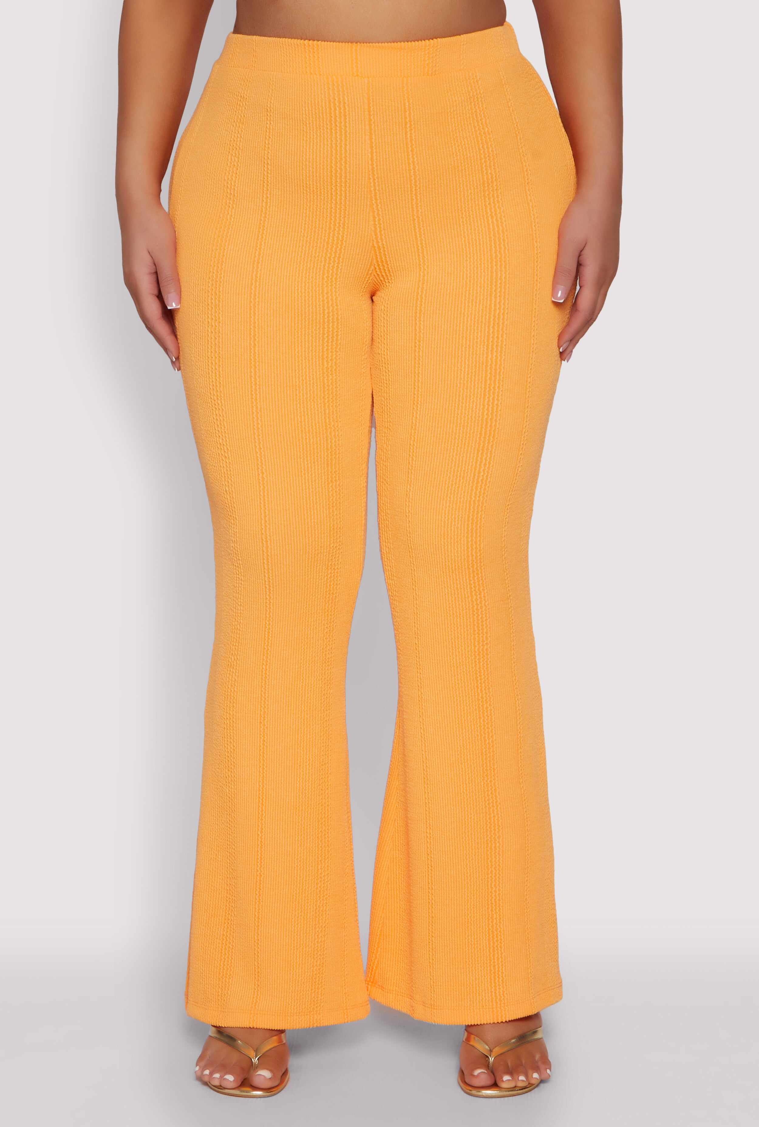 Plus Size Shadow Stripe Flared Pants