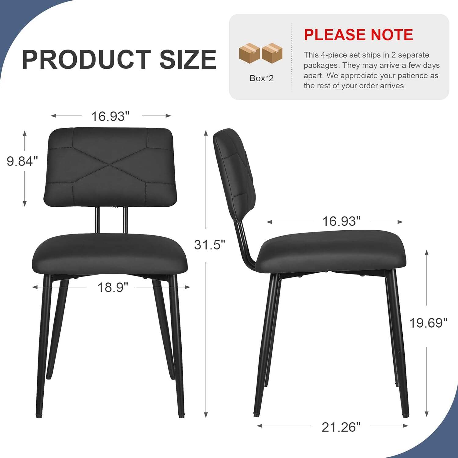 VECELO Dining Chairs Set of 2