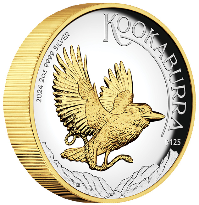 2024 2 oz Silver Australian Kookaburra High Relief Gilded Coin Perth Mint