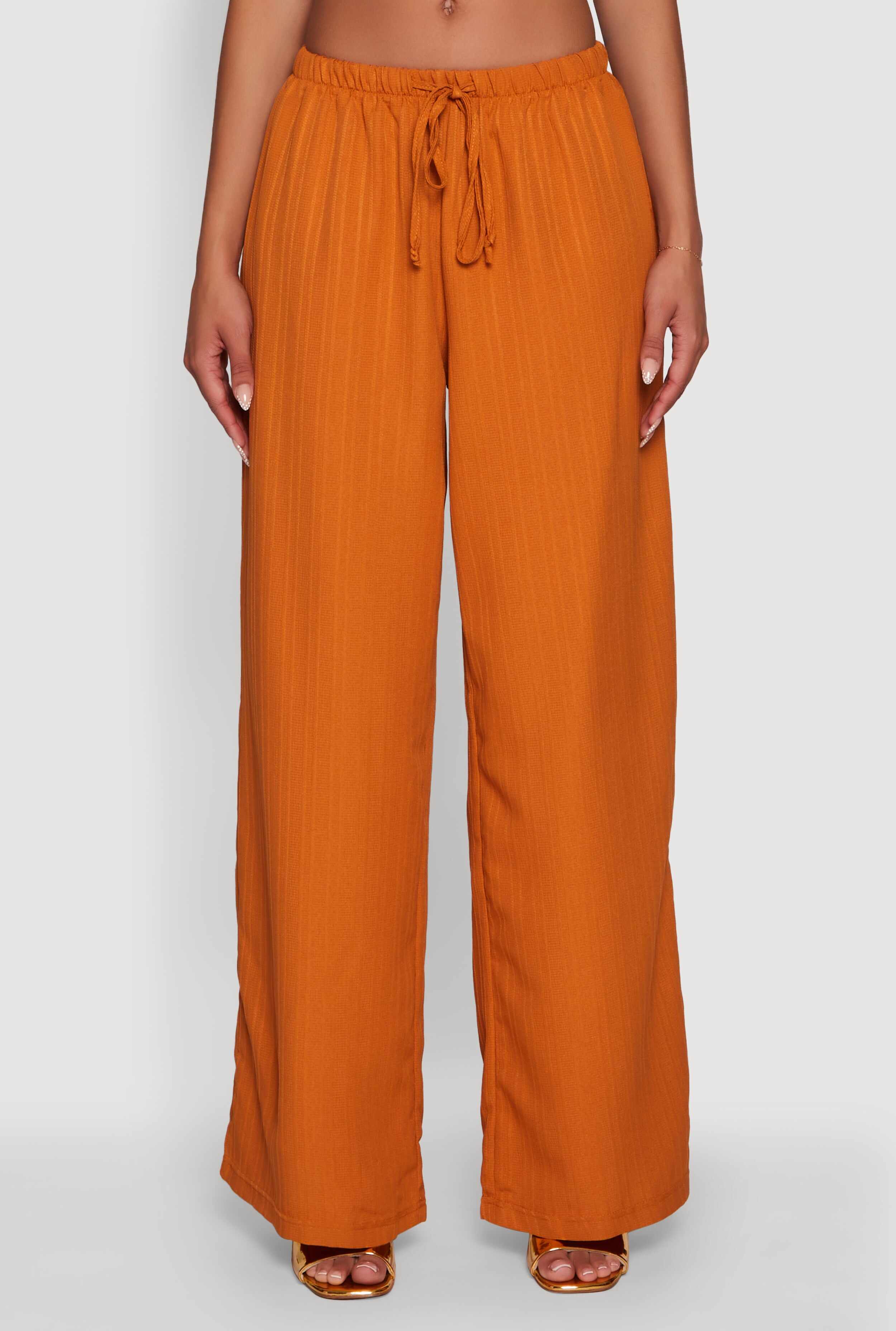 Iris Shadow Stripe Textured Knit Wide Leg Pants