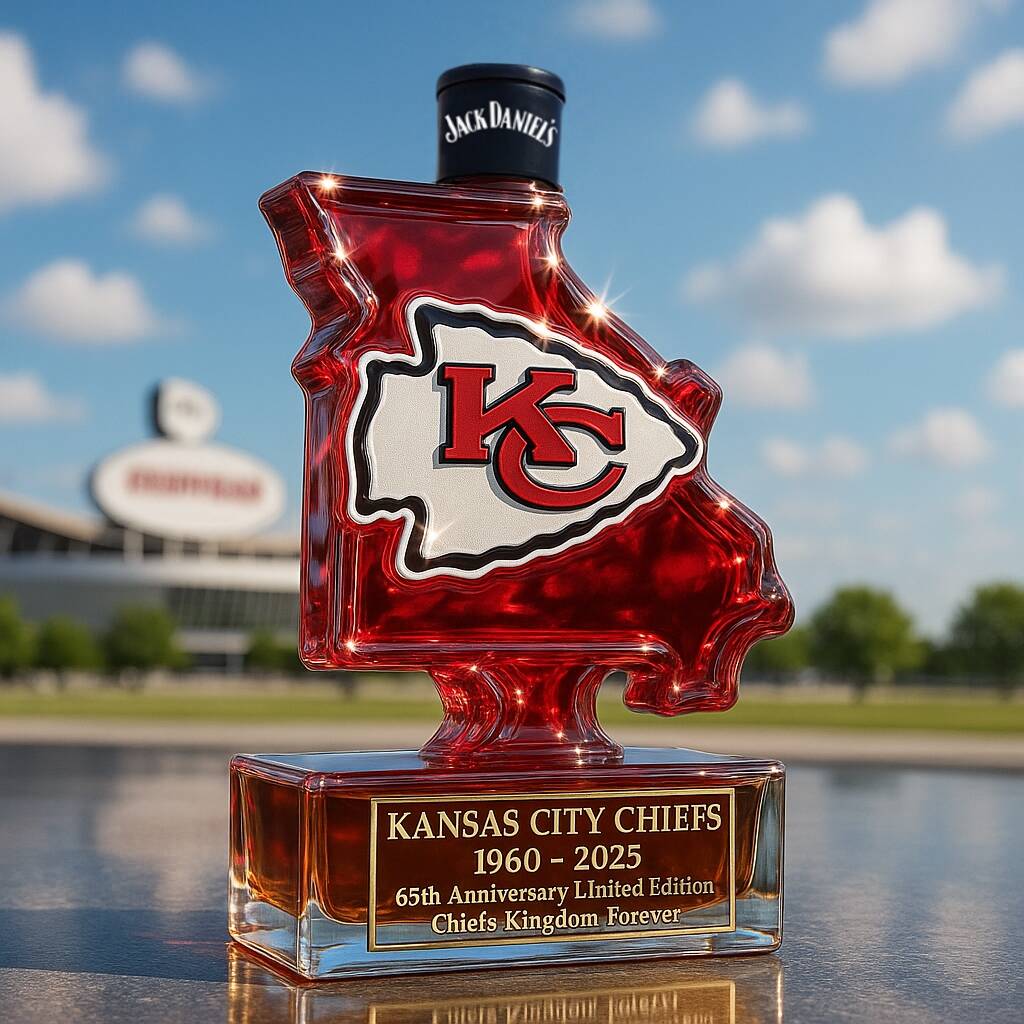Kansas Chiefs 65th Anniversary Whiskey Bottle