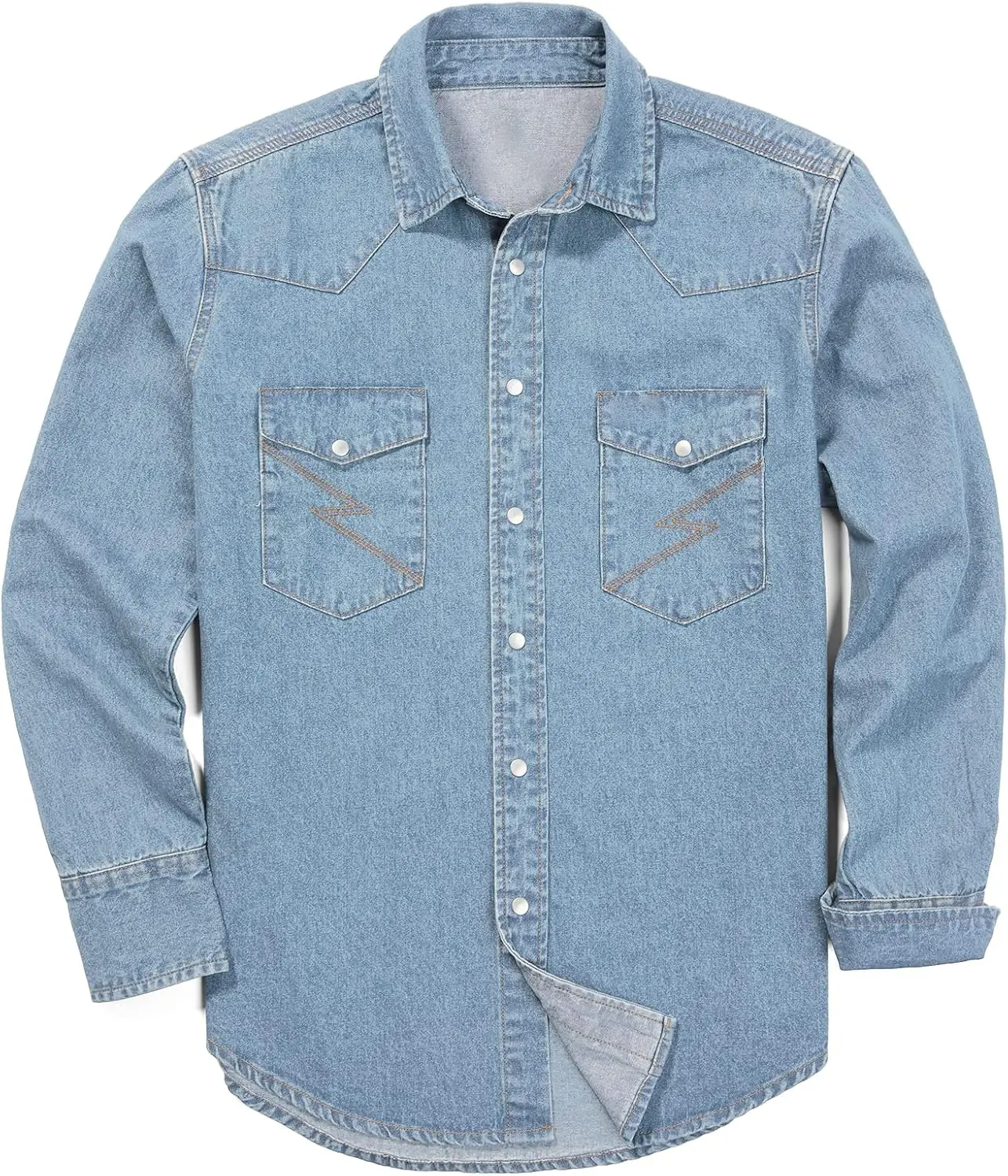 🔥Men's Long Sleeve Stone-Washed and Pre-Washed Denim Work Shirt