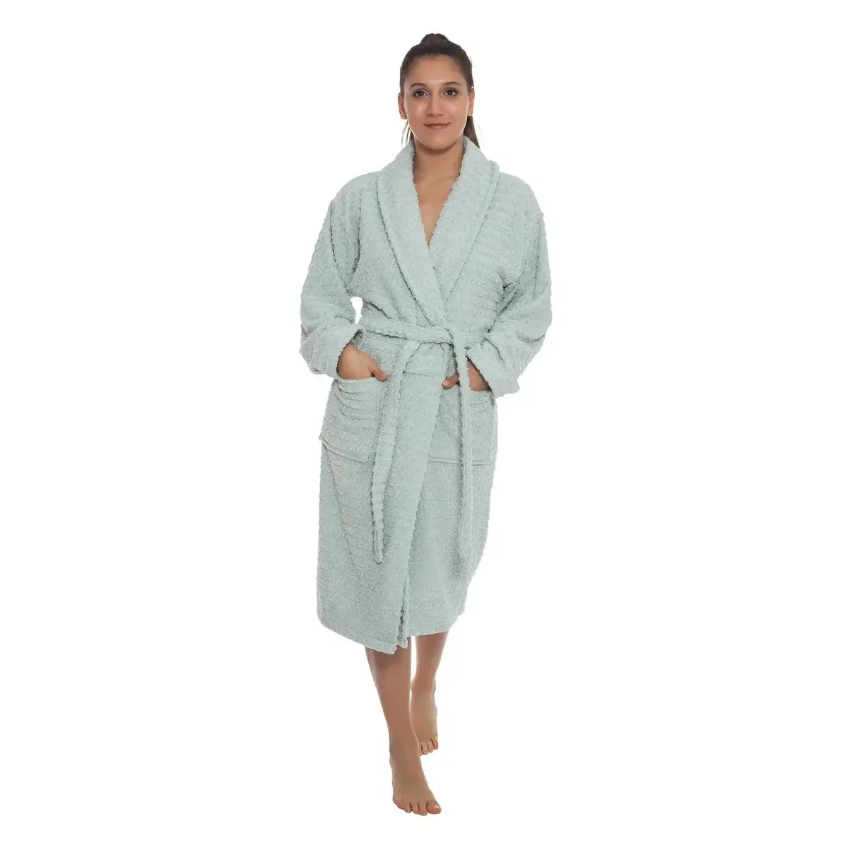 Ozan Premium Home Azure Bathrobes Collection 100% Turkish Cotton Unisex Terry Cloth Bathrobe