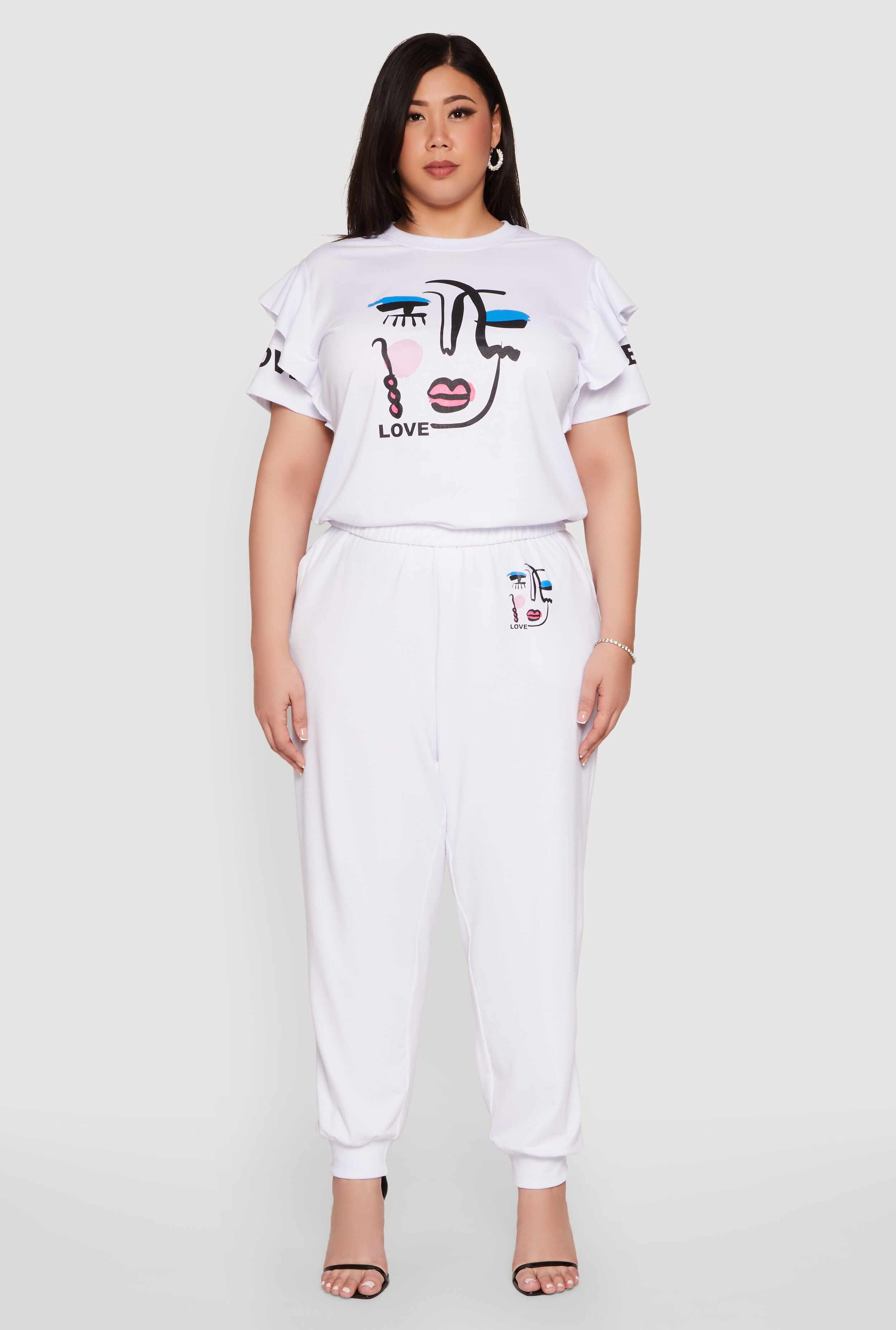 Plus Size Abstract Love Graphic Joggers