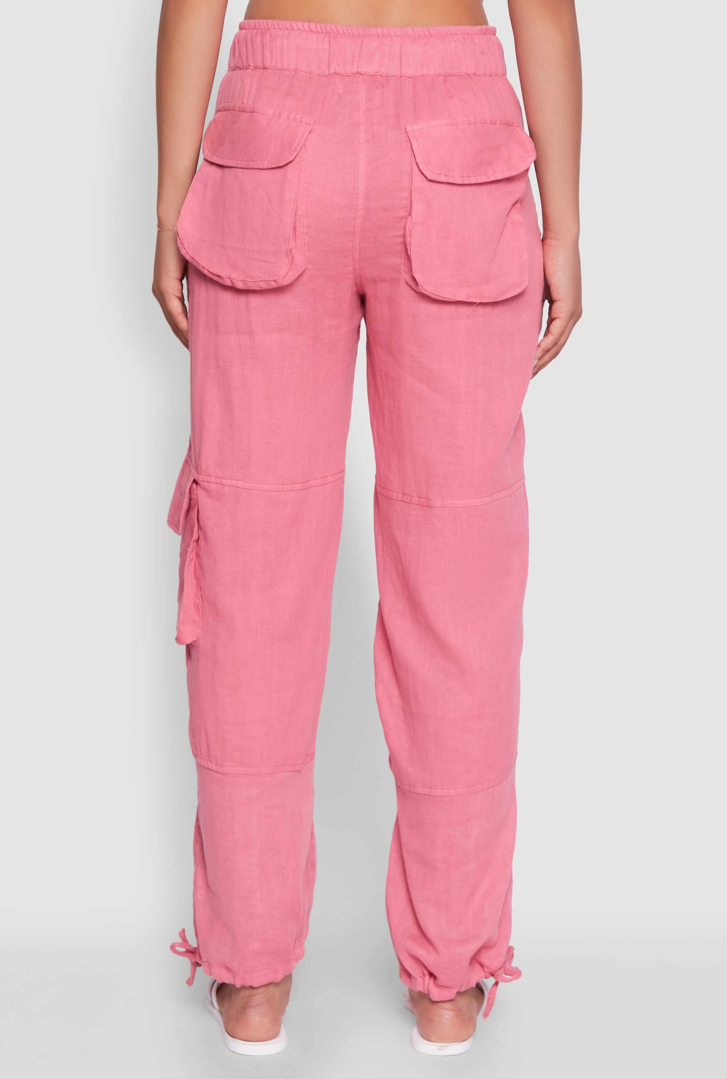 Zip Pocket Drawstring Waist Utility Joggers