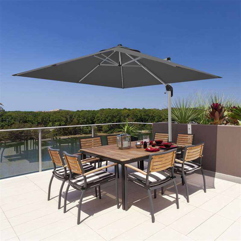 10 Ft Square Offset Patio Cantilever Umbrella with 360 Degree Tilt