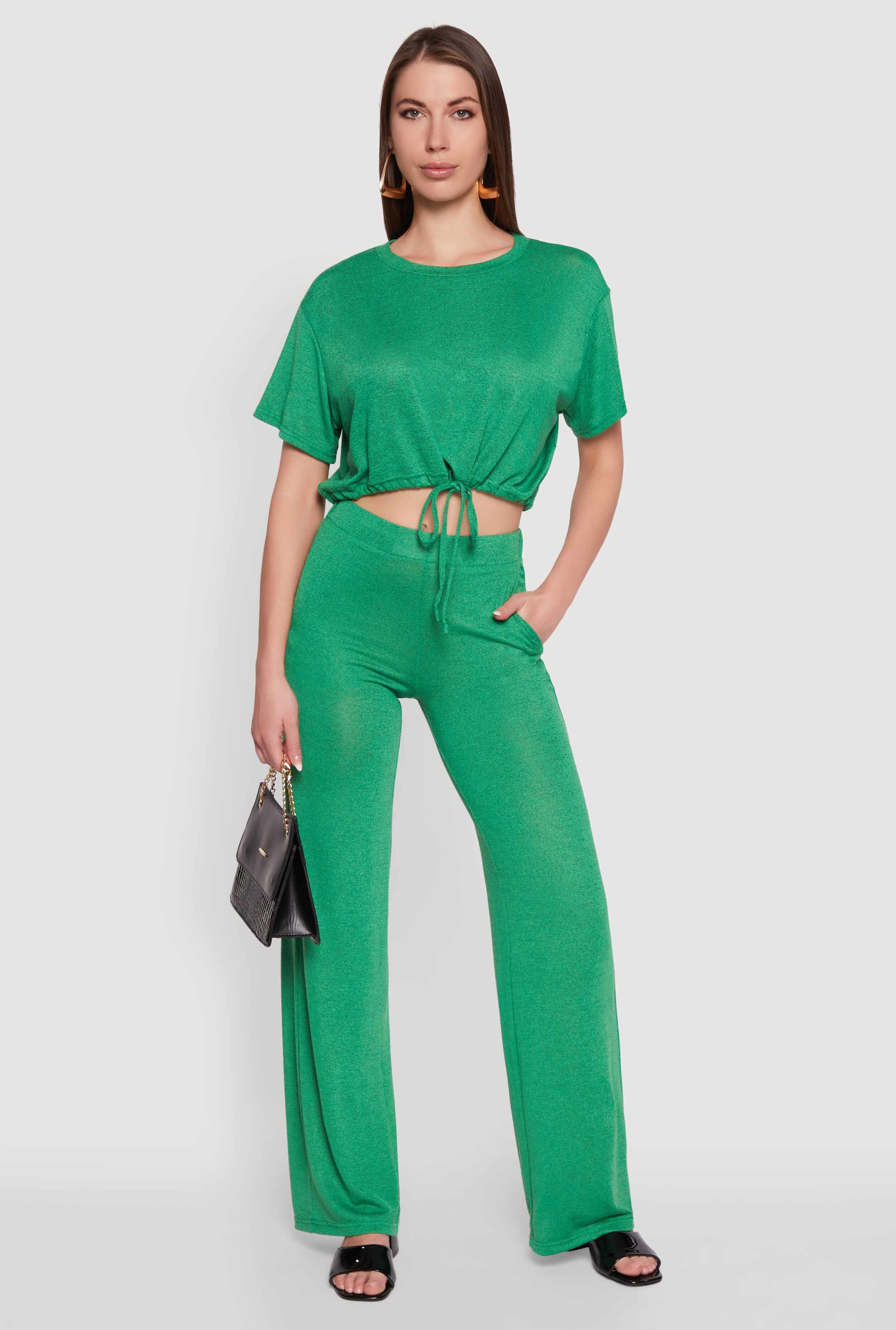 Daisy High Waisted Wide Leg Brushed Knit Pants