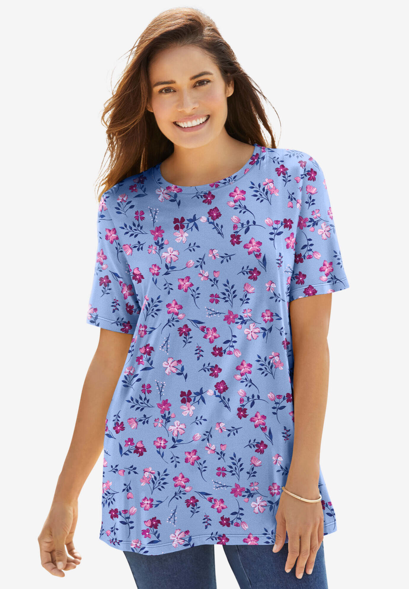 Perfect Printed Short-Sleeve Crewneck Tee