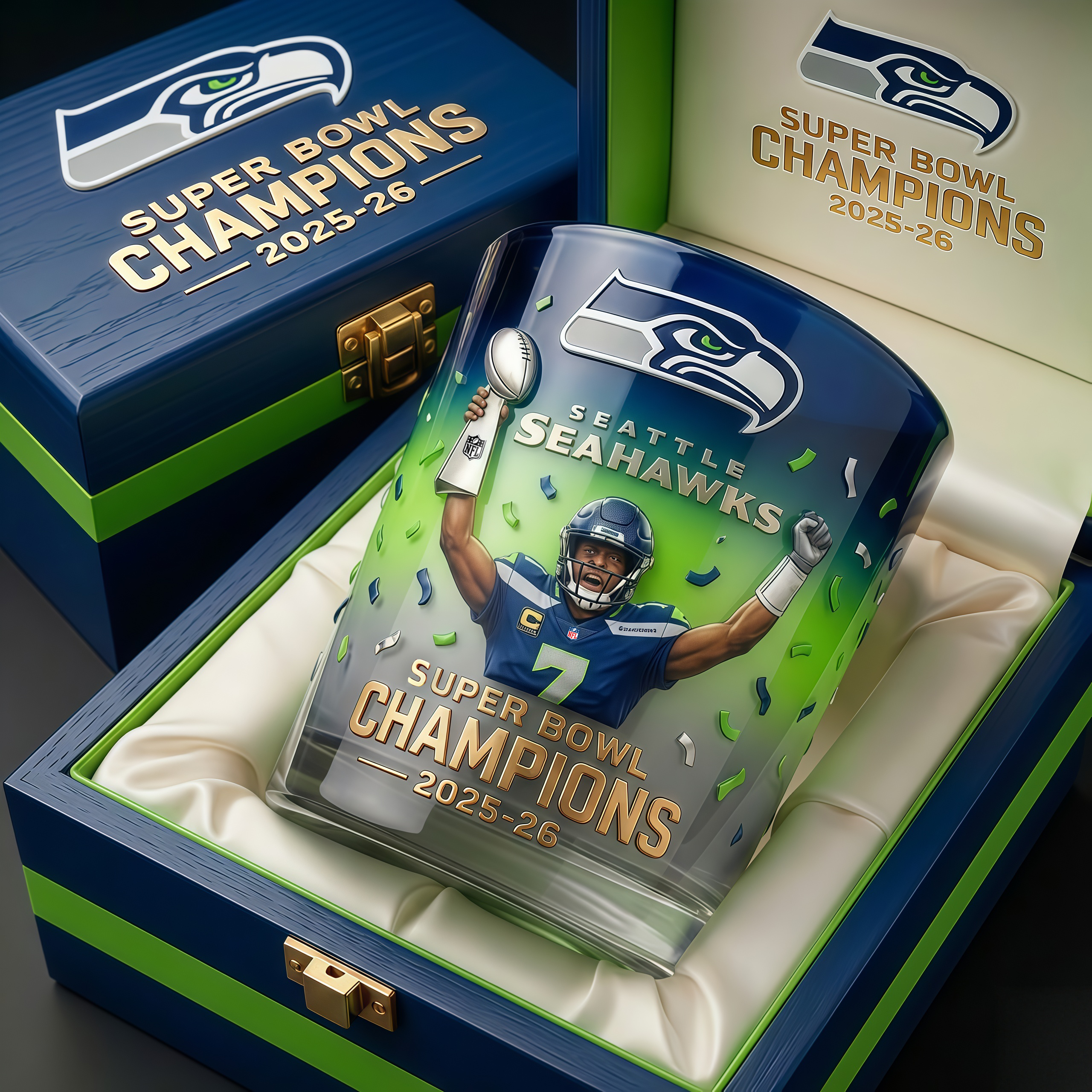 Seattle Seahawks Super Bowl Champions Glass 2025–26