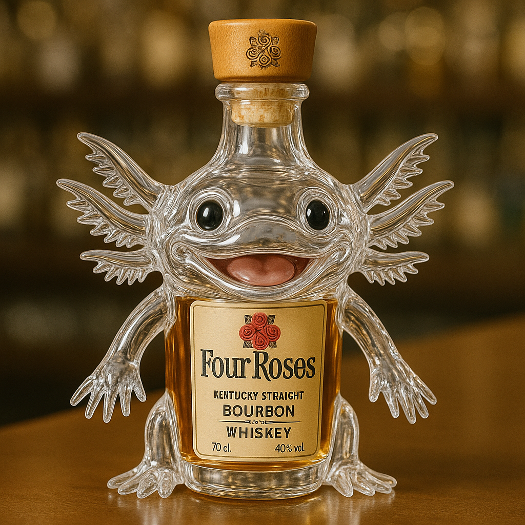 Axolotl Whiskey Bottle-Tiny Friend. Big Feelings. Good Whiskey.