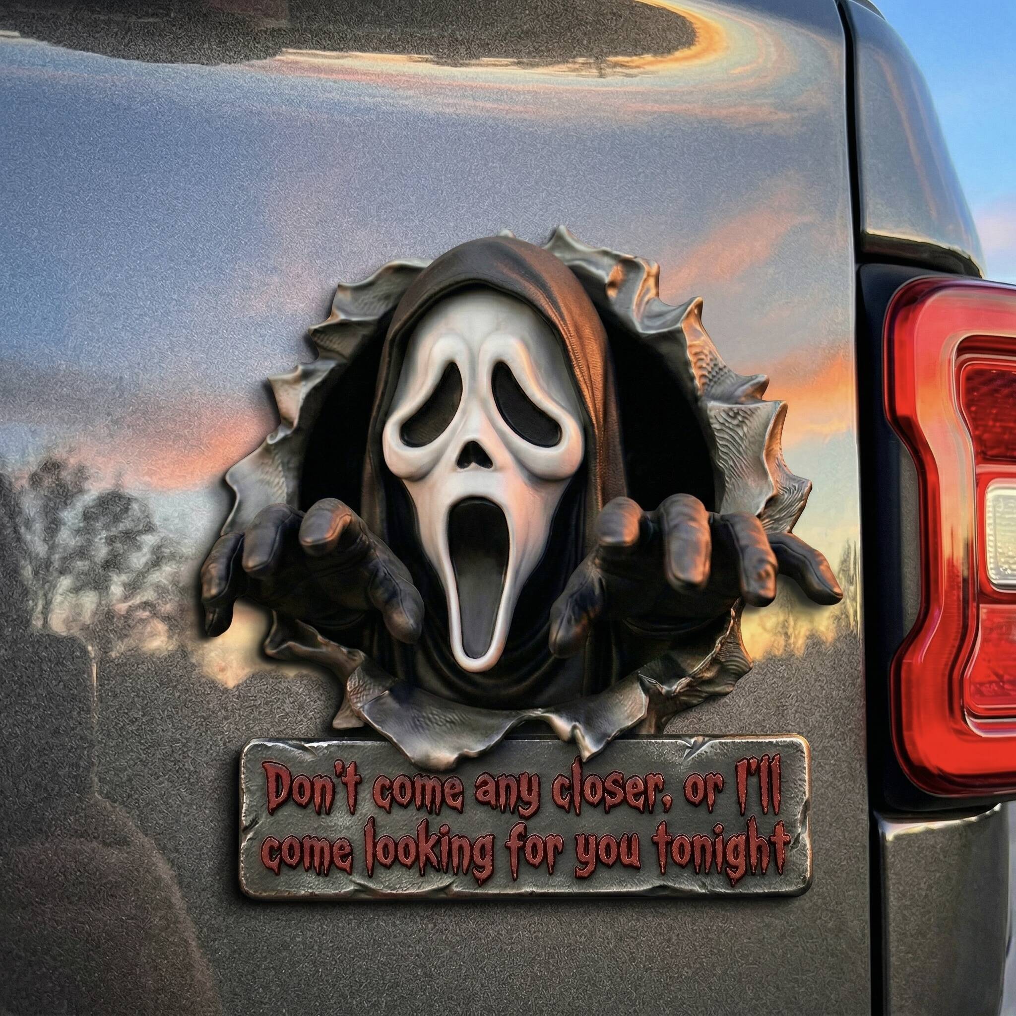 Scream Ghostface 3D Car Decal – Haunt Your Ride Forever!