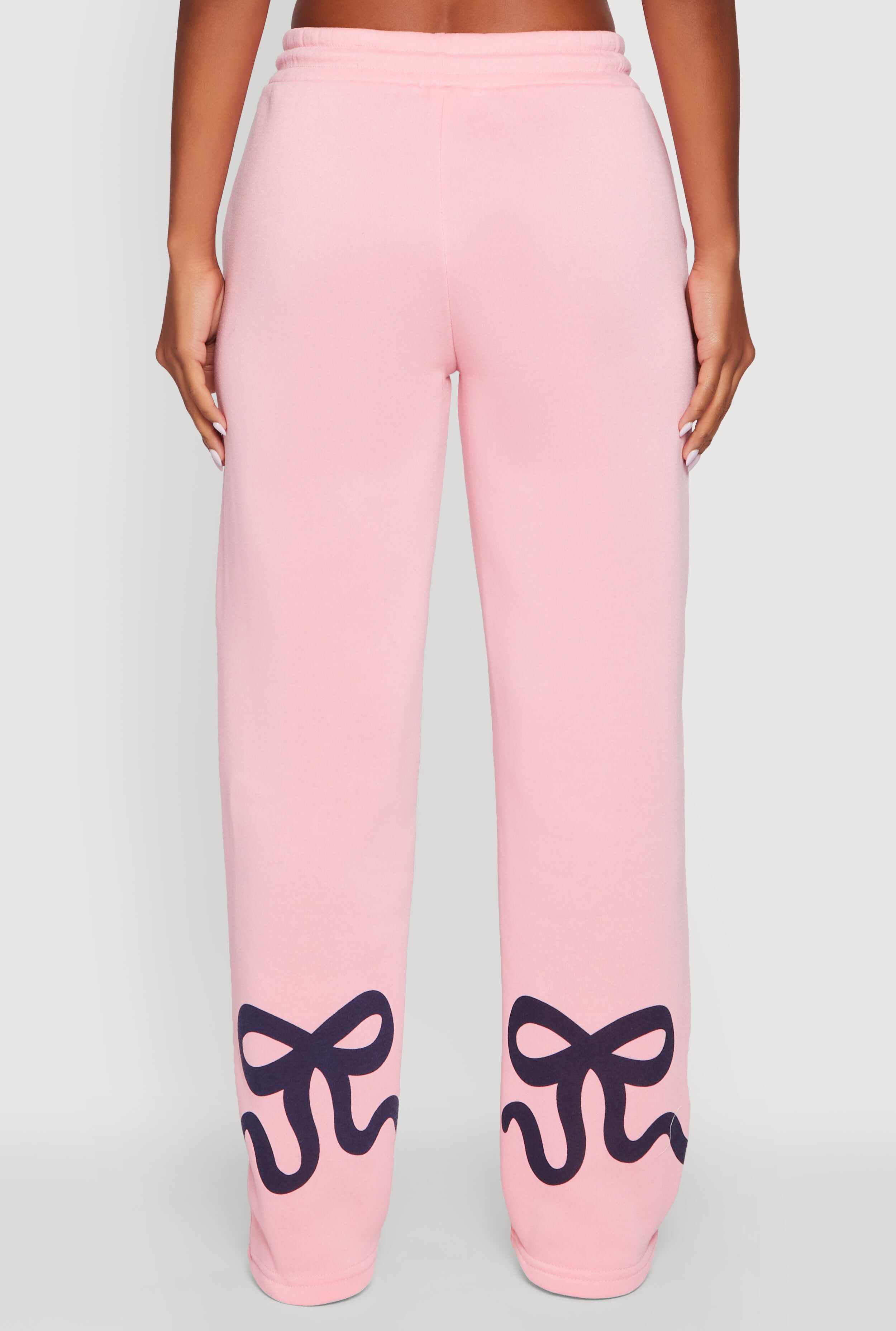 Bow Graphic Drawstring Waist Sweatpants