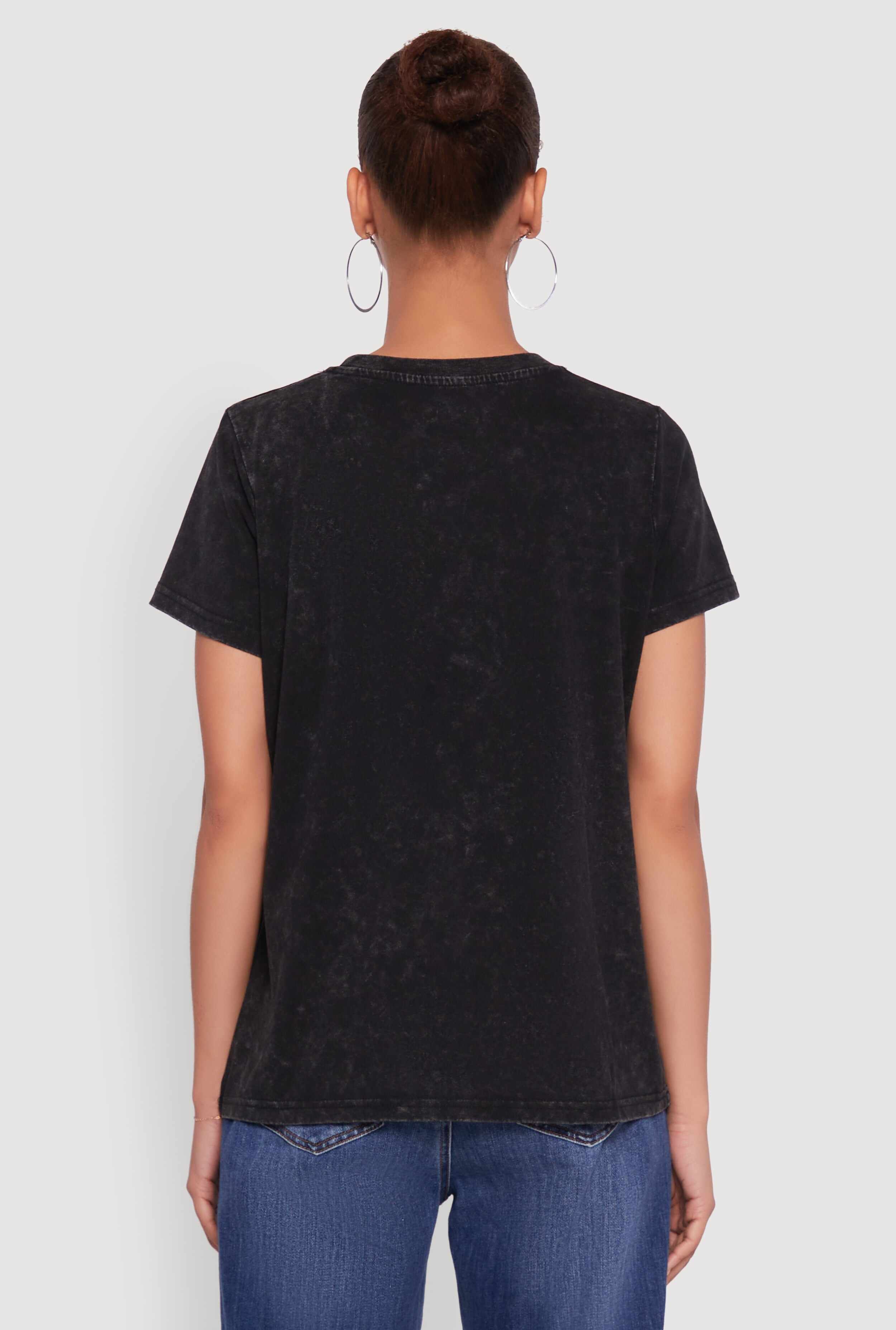 NYC Graphic Rose Print Acid Wash Classic Tee