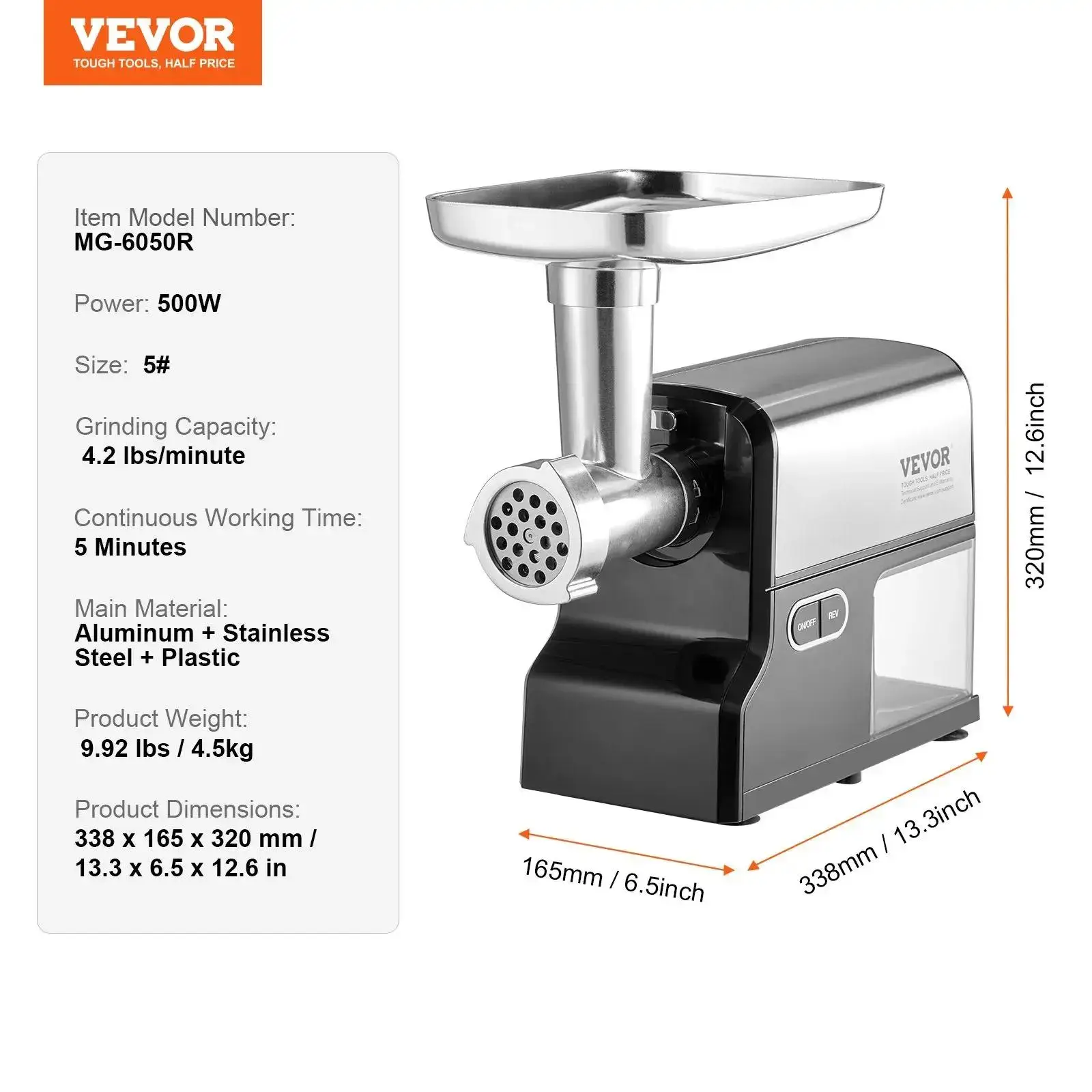 Meat Grinder, 3 Lbs/Min Capacity Electric Meat Grinders with Blade, Grinding Plate, Sausage Maker, Kubbe Kit, Burger Press, Chopper Attachment, Stainless Steel Meat Mincer for Home Kitchen