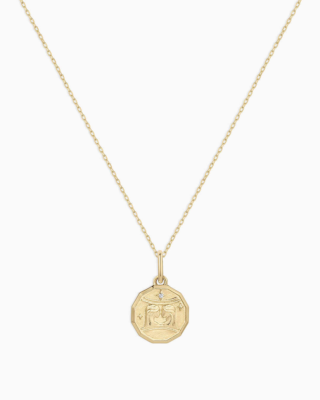 Diamond Zodiac Coin Charm Necklace