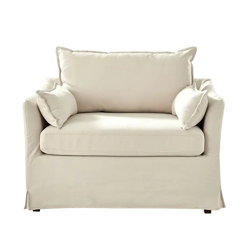 Miles Slipcovered Armchair with Large Ottoman