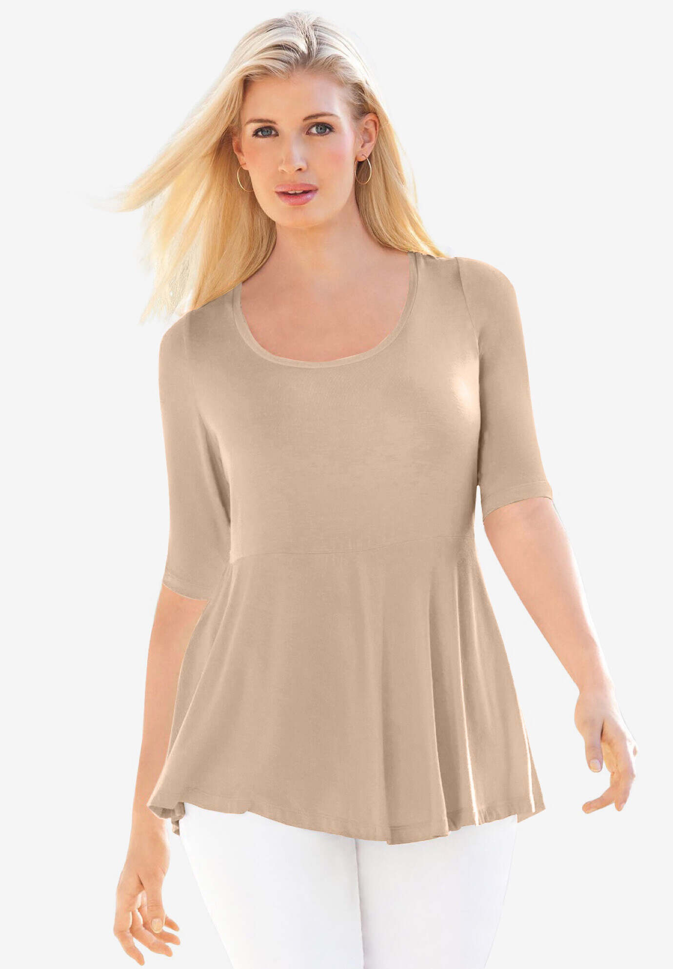 Stretch Cotton Peplum Tunic