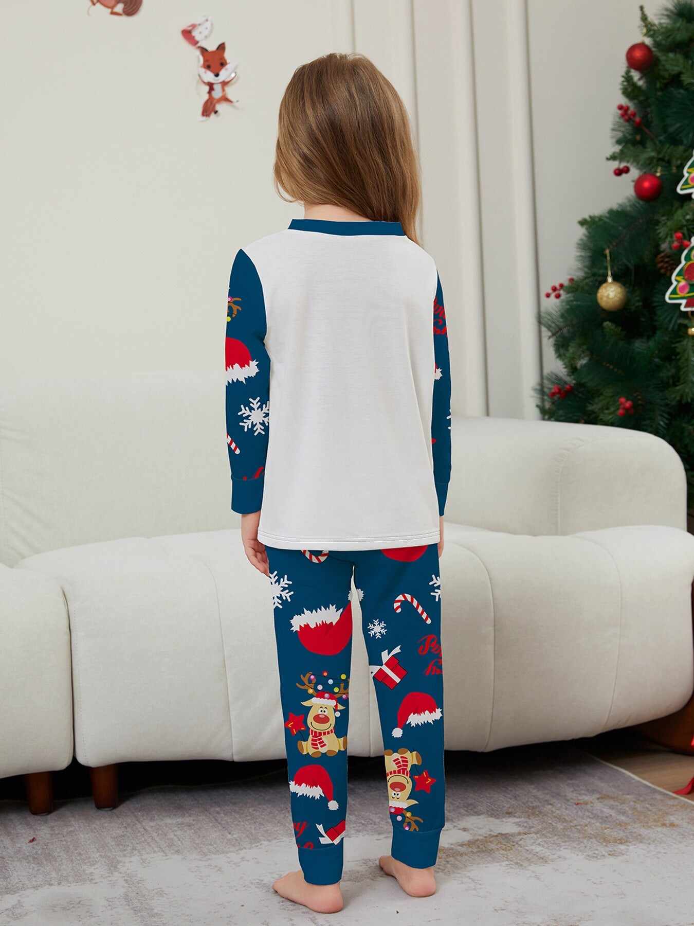 Christmas Fawn Printed Family Matching Christmas Pajamas Sets