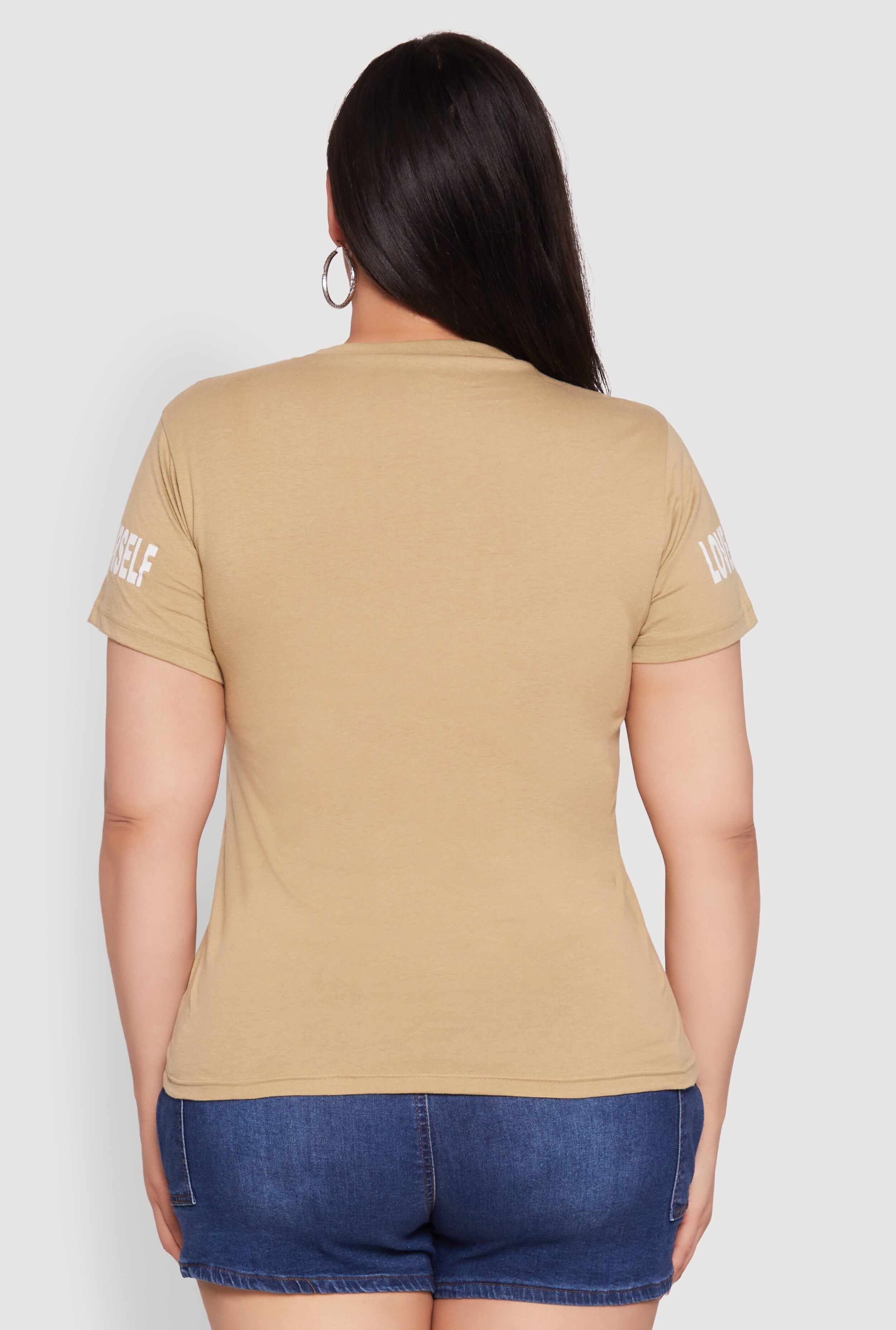 Plus Size Love Yourself Bear Graphic Tee