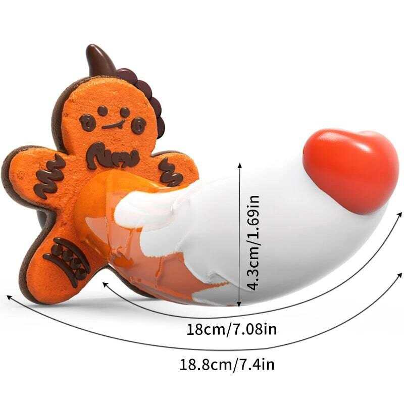 Fantasy Silicone Monster Dildo – Colorful Gingerbread Man & Dragon Design with Suction Cup