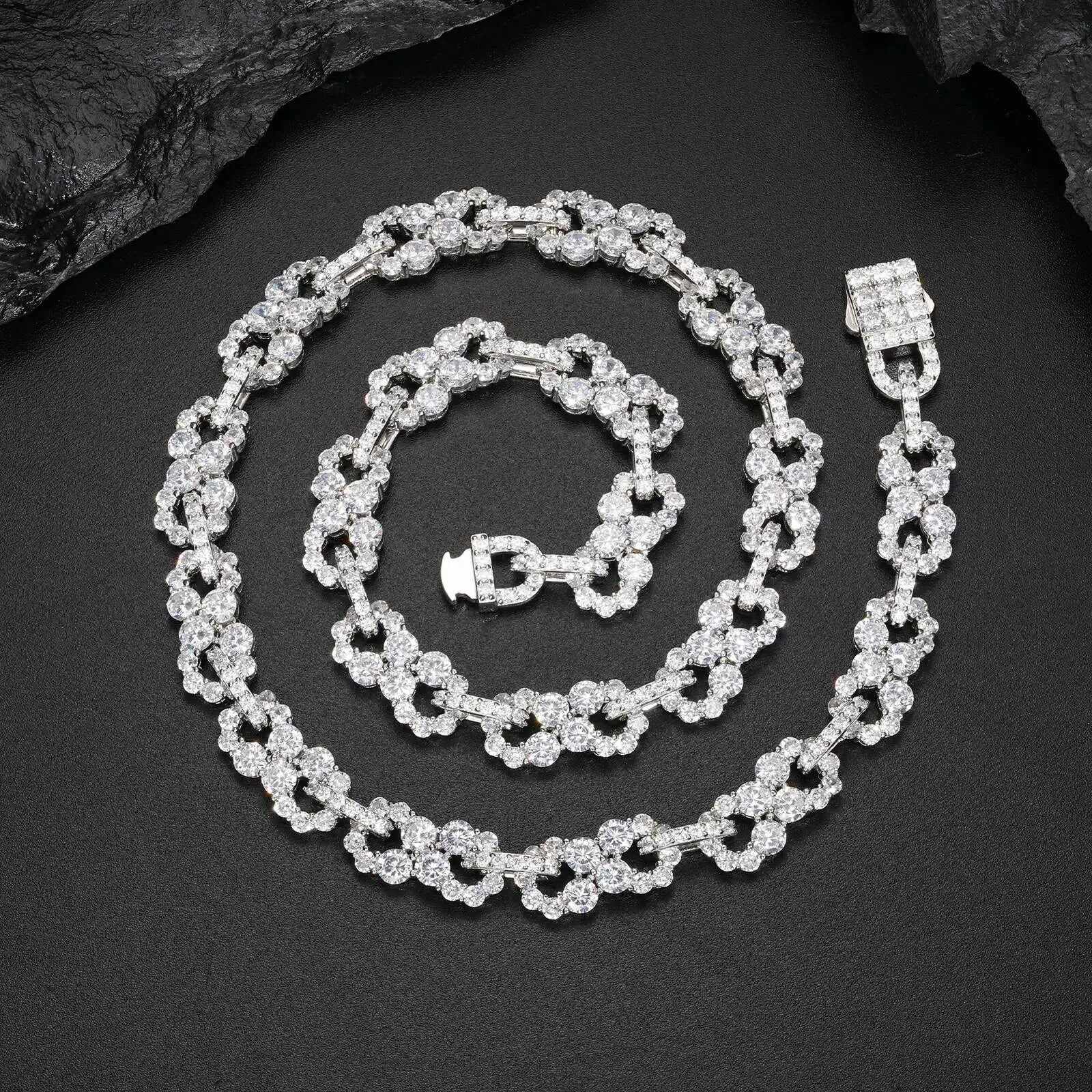10mm S925 1 Row Moissanite Infinity Cuban Link Chain
