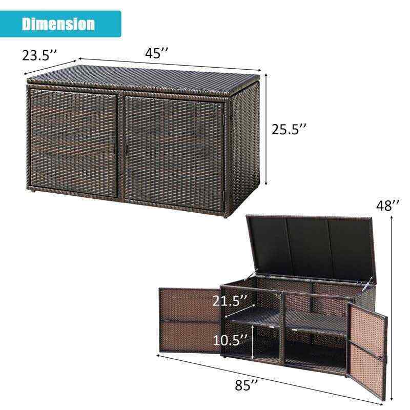 88 Gallon Rattan Deck Storage Box Patio Container