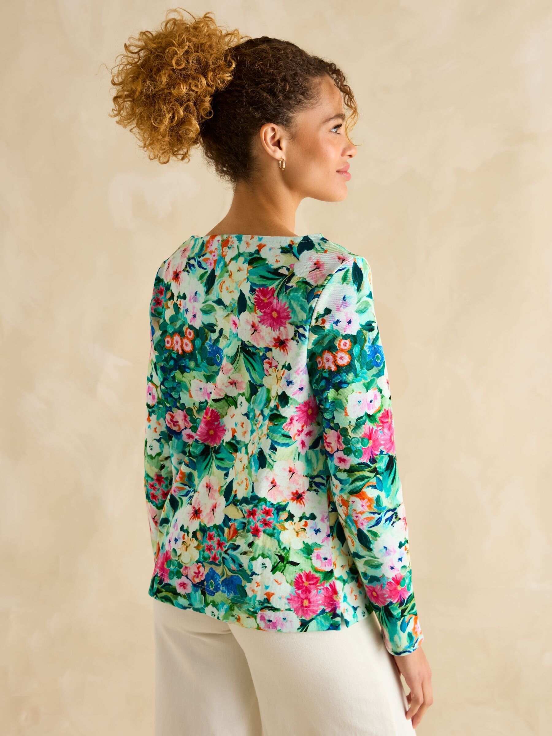 Harbour Multi Floral Boat Neck Printed Top
