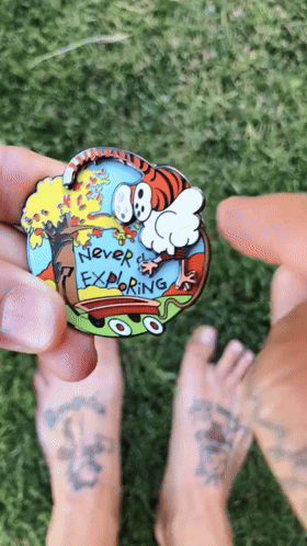 Calvin & Hobbes “Never Stop Exploring” Spinning Pin