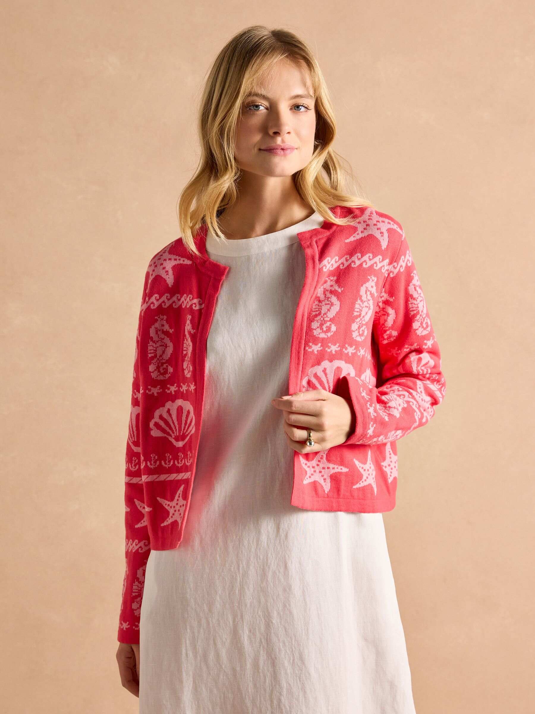 Shelley Pink Knitted Cotton Cardigan