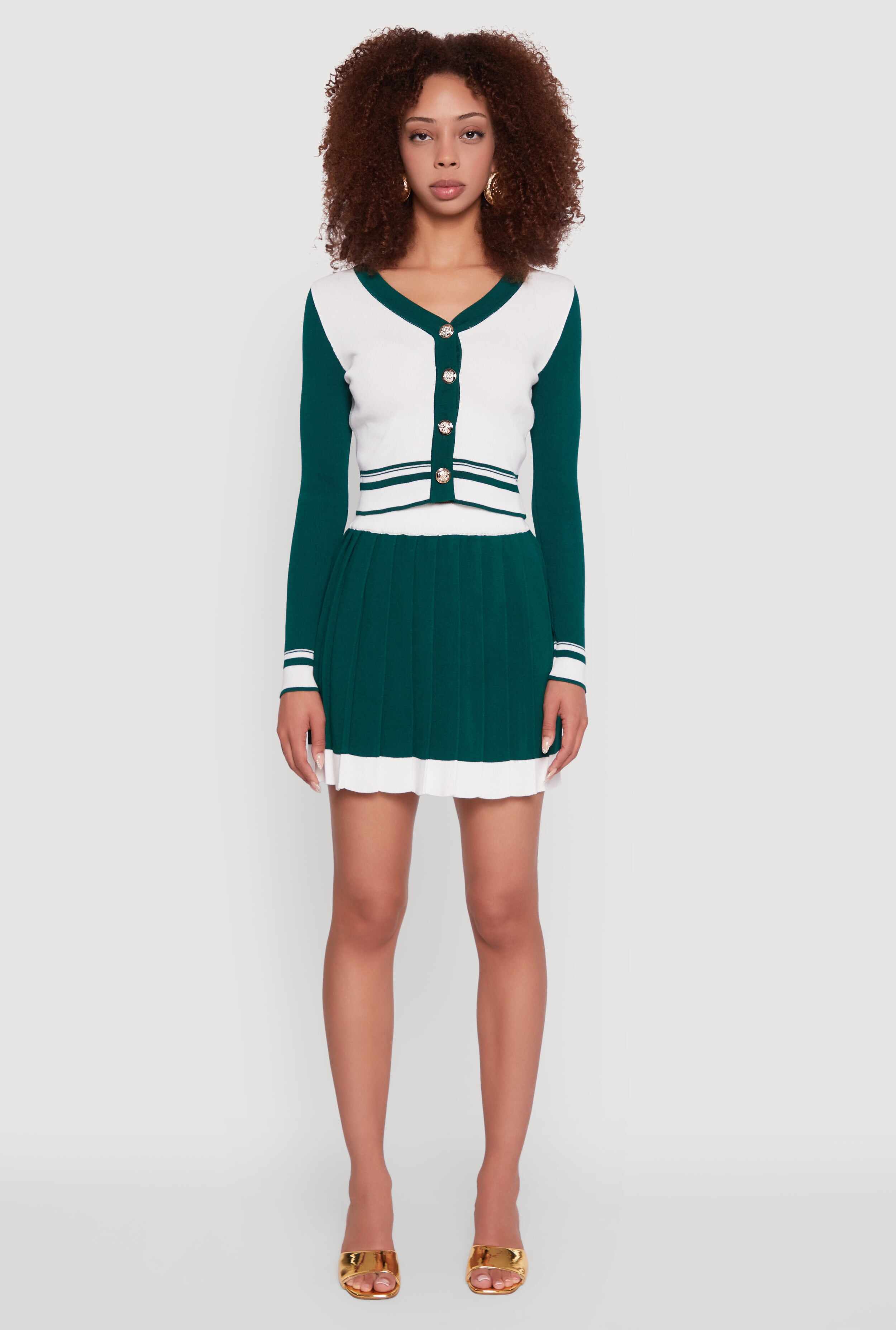 Color Blocked Crop Cardigan