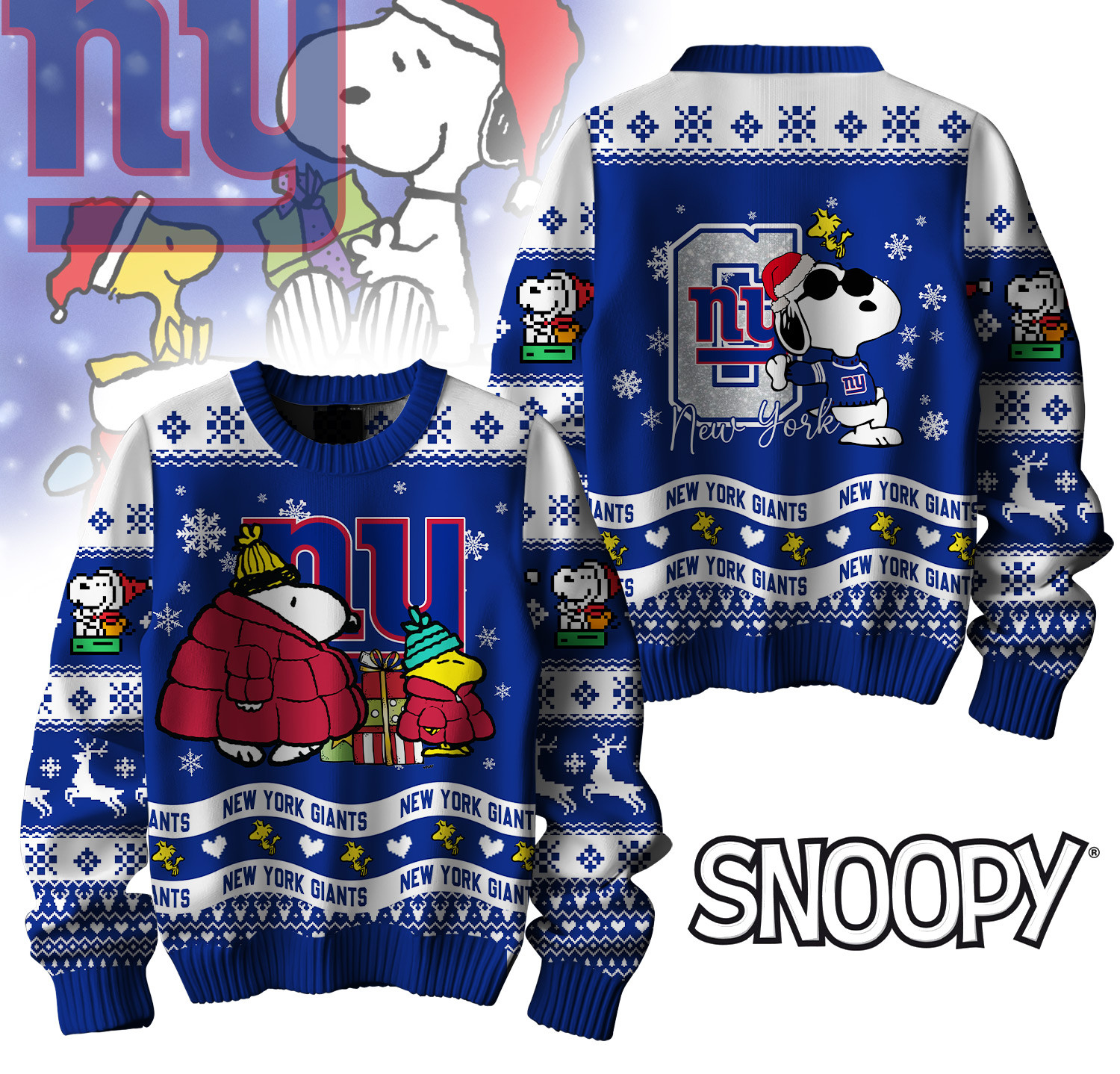 New York Giants | Premium NFL Peanuts Snoopy Ugly Sweater MM