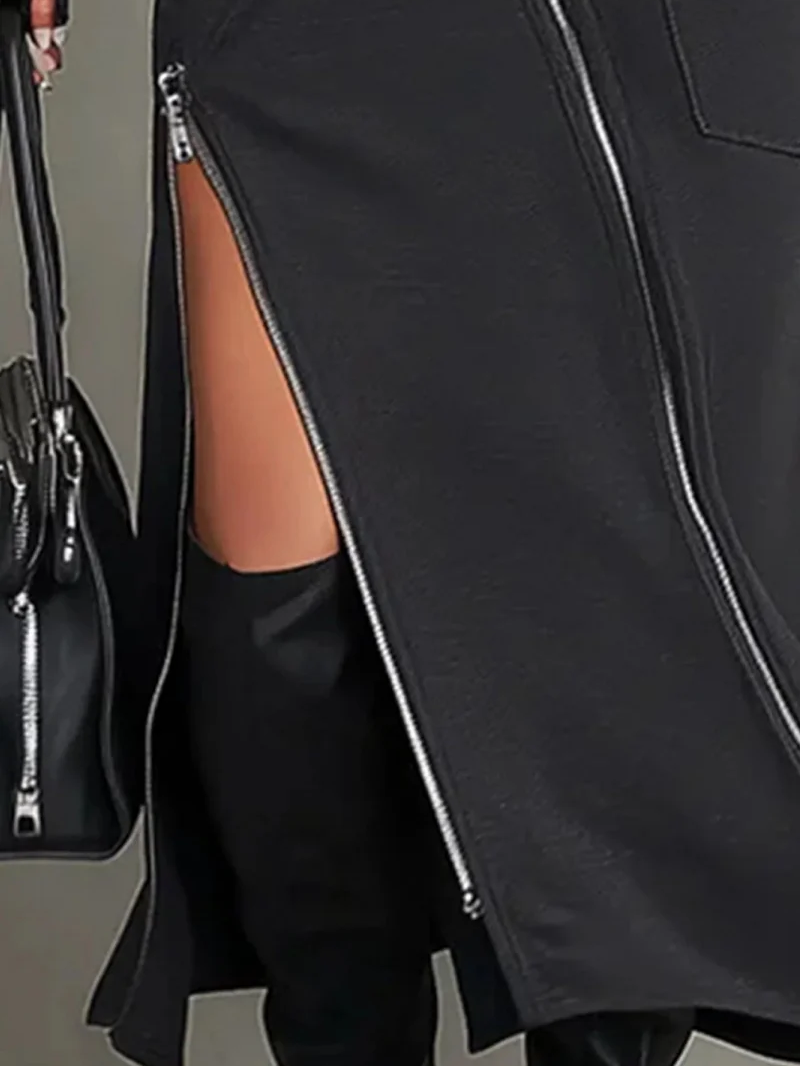 🔥Summer Arrivals🌟Stylish Casual Zipper Design Tops And Irregular Skirt Stretch Set
