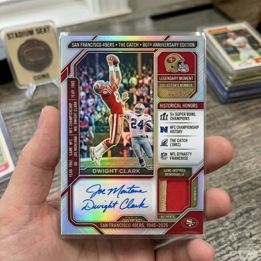 The Catch 49ers 80th Anniversary Dual Auto Patch Prizm Card