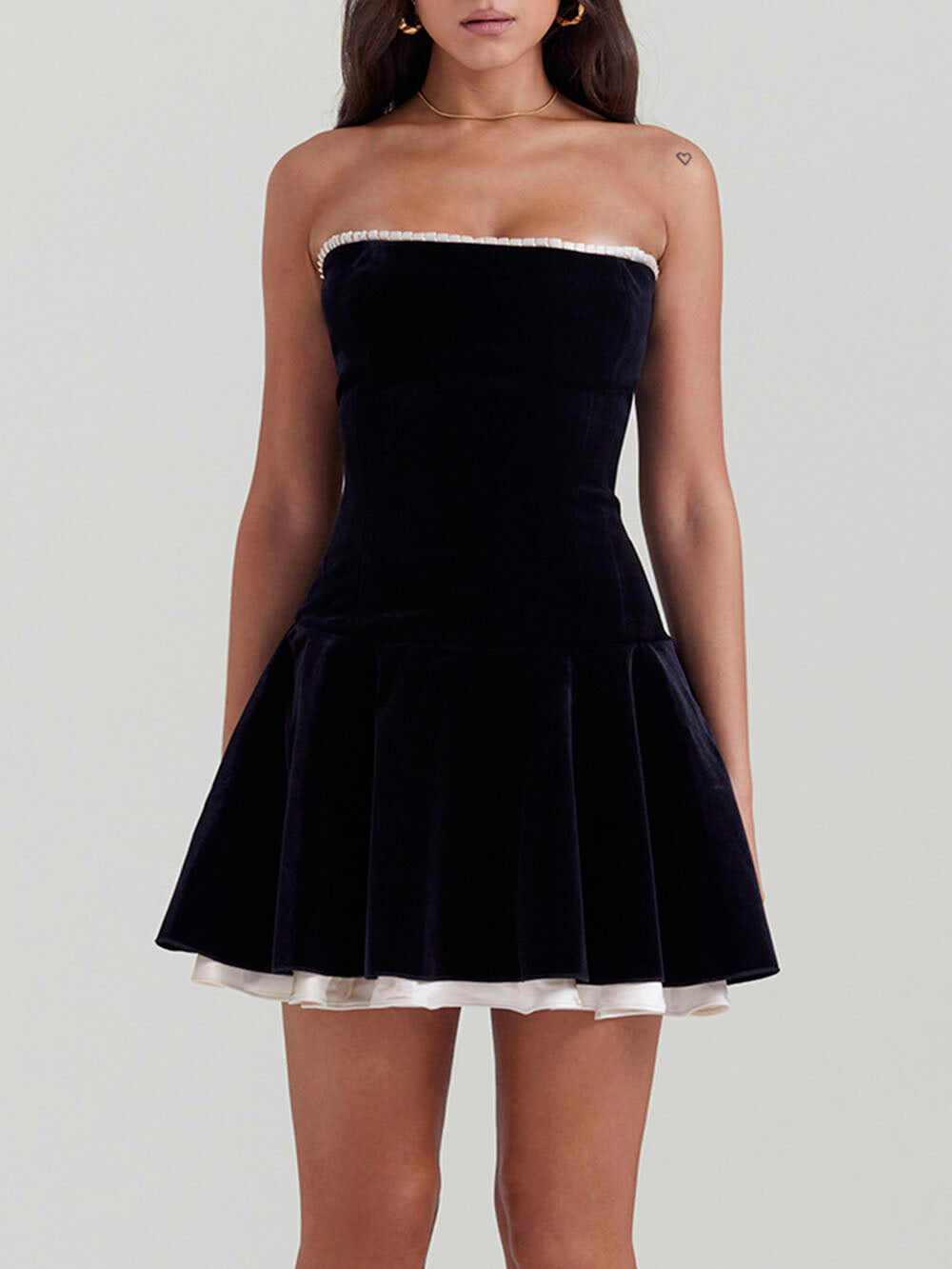 Black Velvet Strapless Dress
