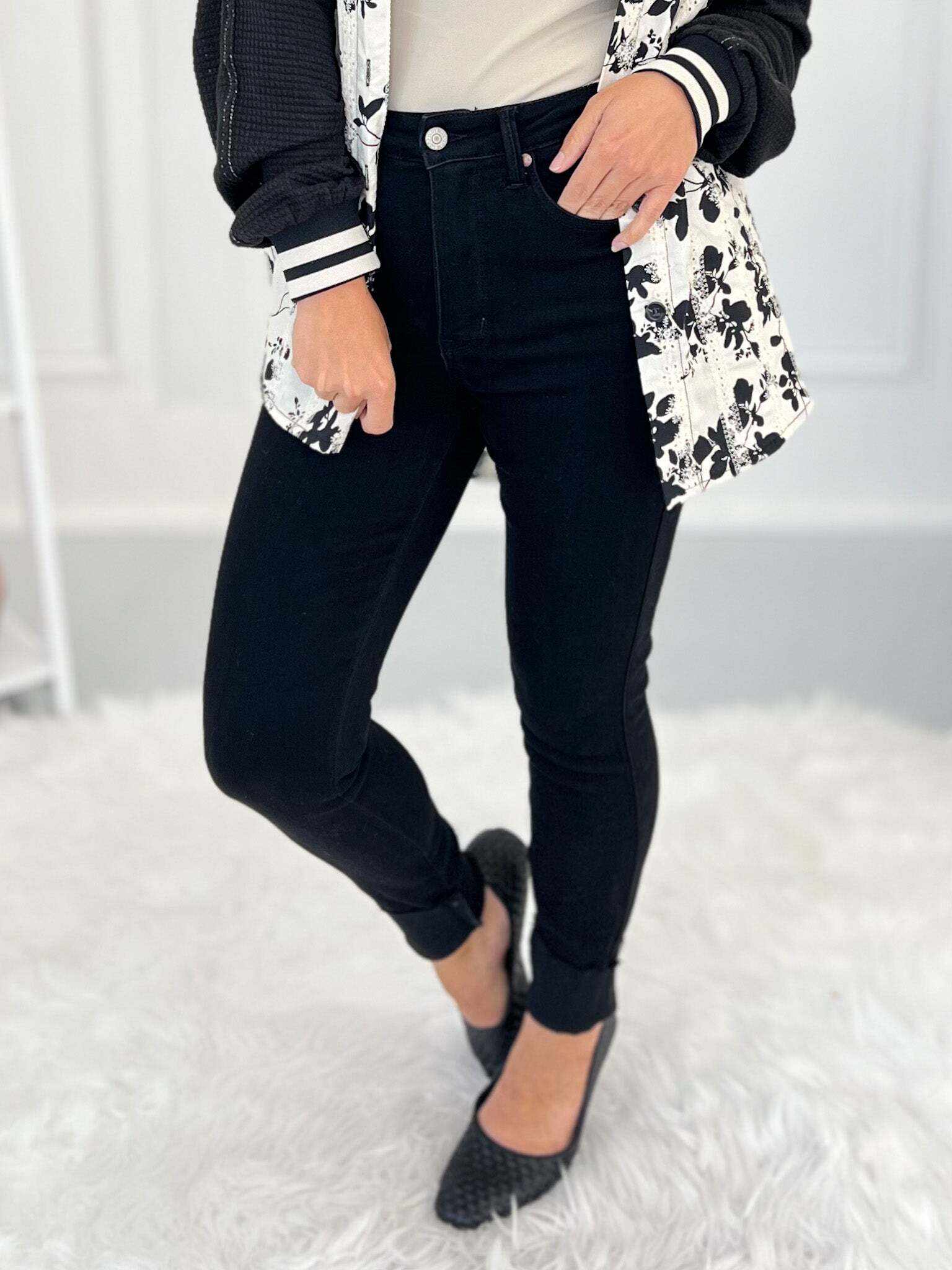 Back In Black - Christmas Tummy Control Skinny Jeans- Final Sale