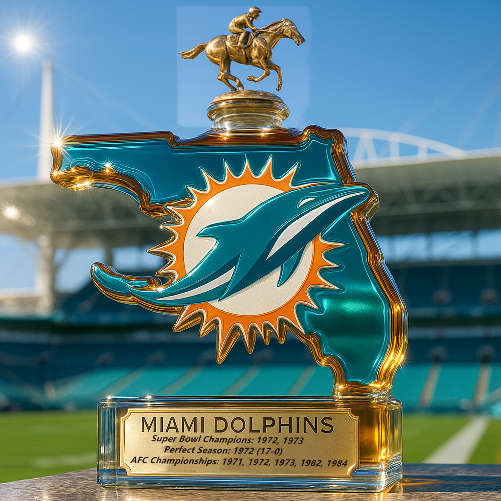 Miami Dolphins State Map Whiskey Bottle