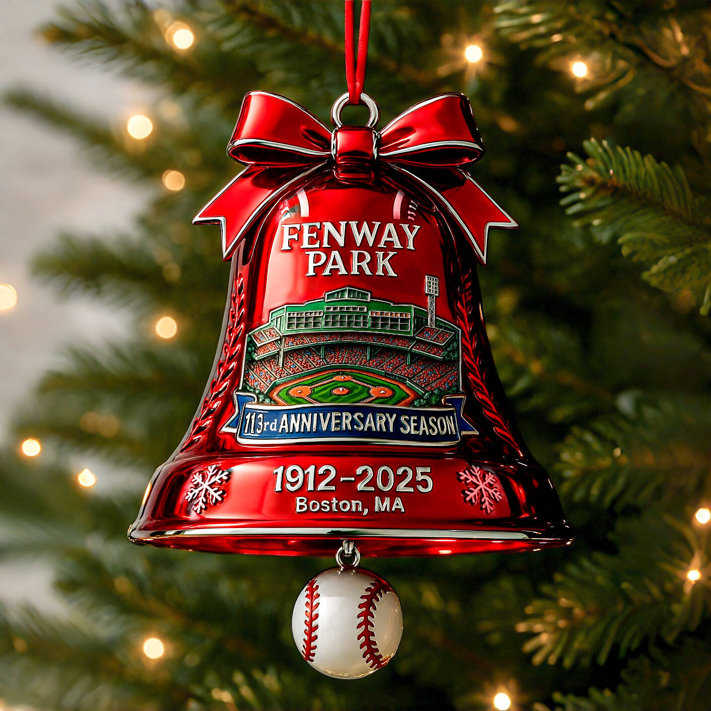 Fenway Park 113rd Anniversary Season Bell Ornament · 1912–2025