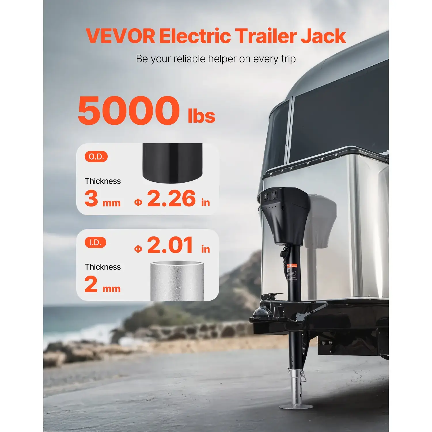Electric Trailer Jack, Summervibes, 5000 lbs, Heavy Duty RV Electric Power Tongue Jack with 7-pin Connector, Manual Crank Handle & Weatherproof Jack Cover, 10